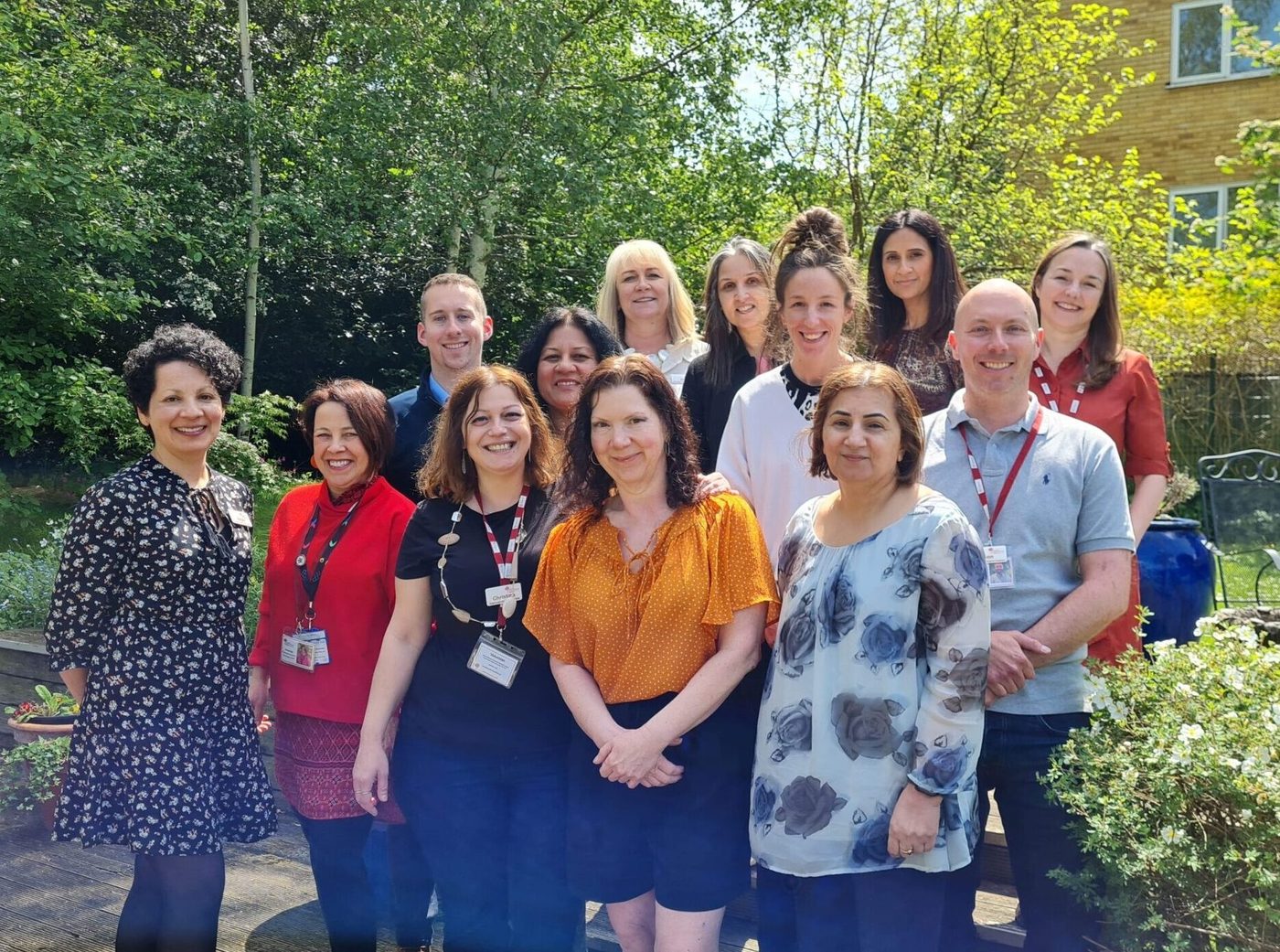 The Mulberry Centre team in the garden at West Middlesex Hospital